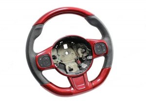 FIAT 500 ABARTH Steering Wheel Lower Center Trim Piece - Carbon Fiber - EU Model - Red Candy